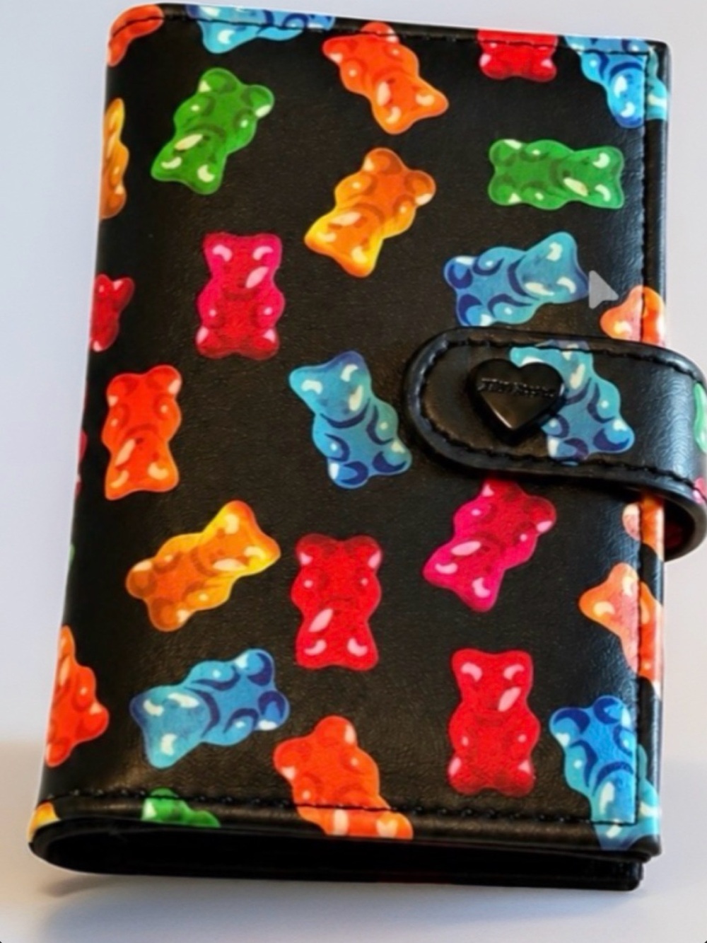 Betsey Johnson Black Wallet with Colorful Gummy Bear Print and Heart Snap - Picture 6 of 10